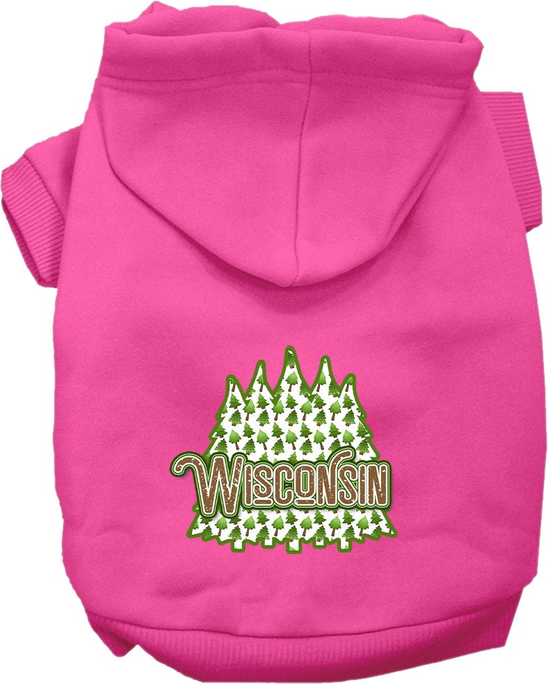 Pet Dog & Cat Screen Printed Hoodie for Medium to Large Pets (Sizes 2XL-6XL), "Wisconsin Woodland Trees"