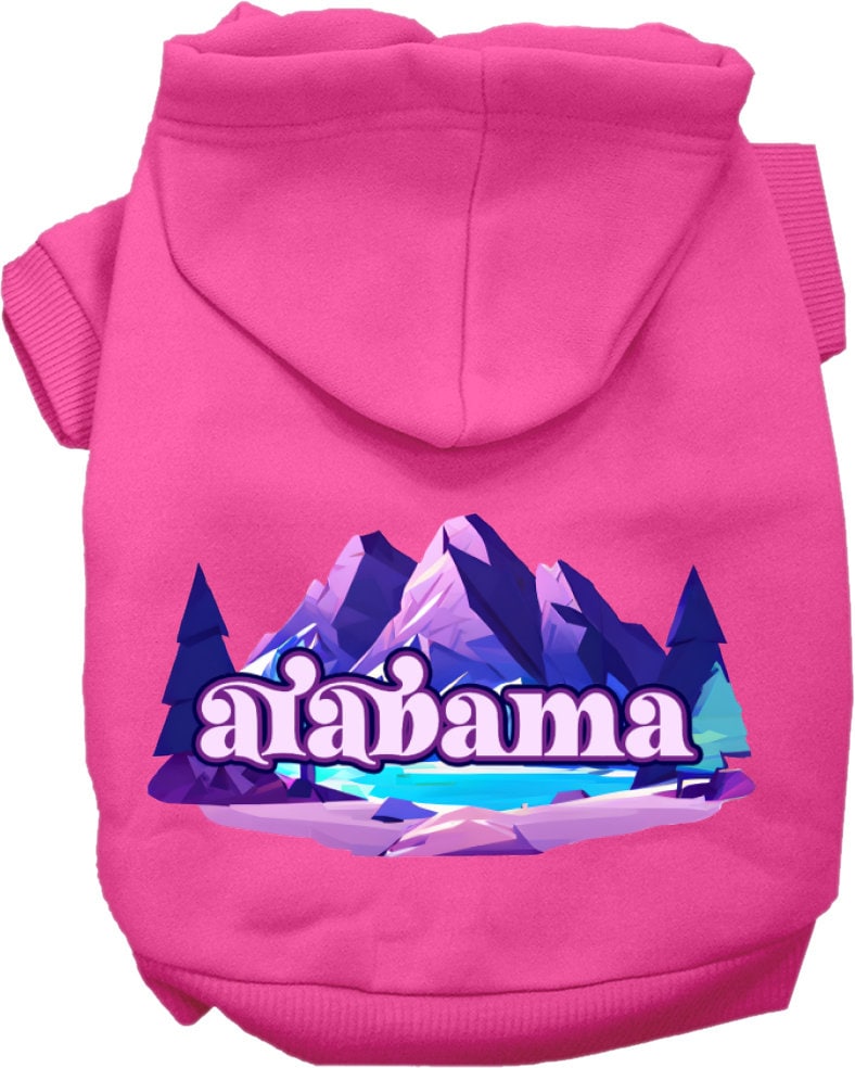 Pet Dog & Cat Screen Printed Hoodie for Small to Medium Pets (Sizes XS-XL), "Alabama Alpine Pawscape"