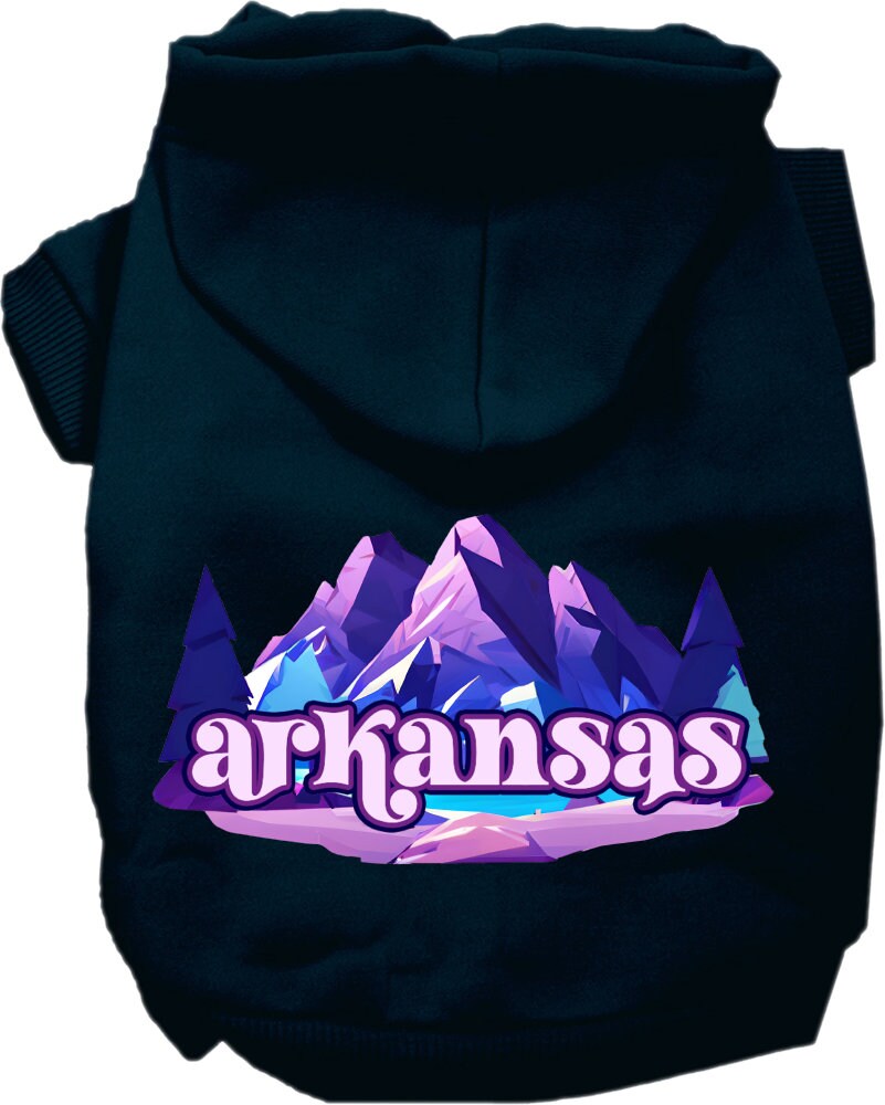 Pet Dog & Cat Screen Printed Hoodie for Small to Medium Pets (Sizes XS-XL), "Arkansas Alpine Pawscape"