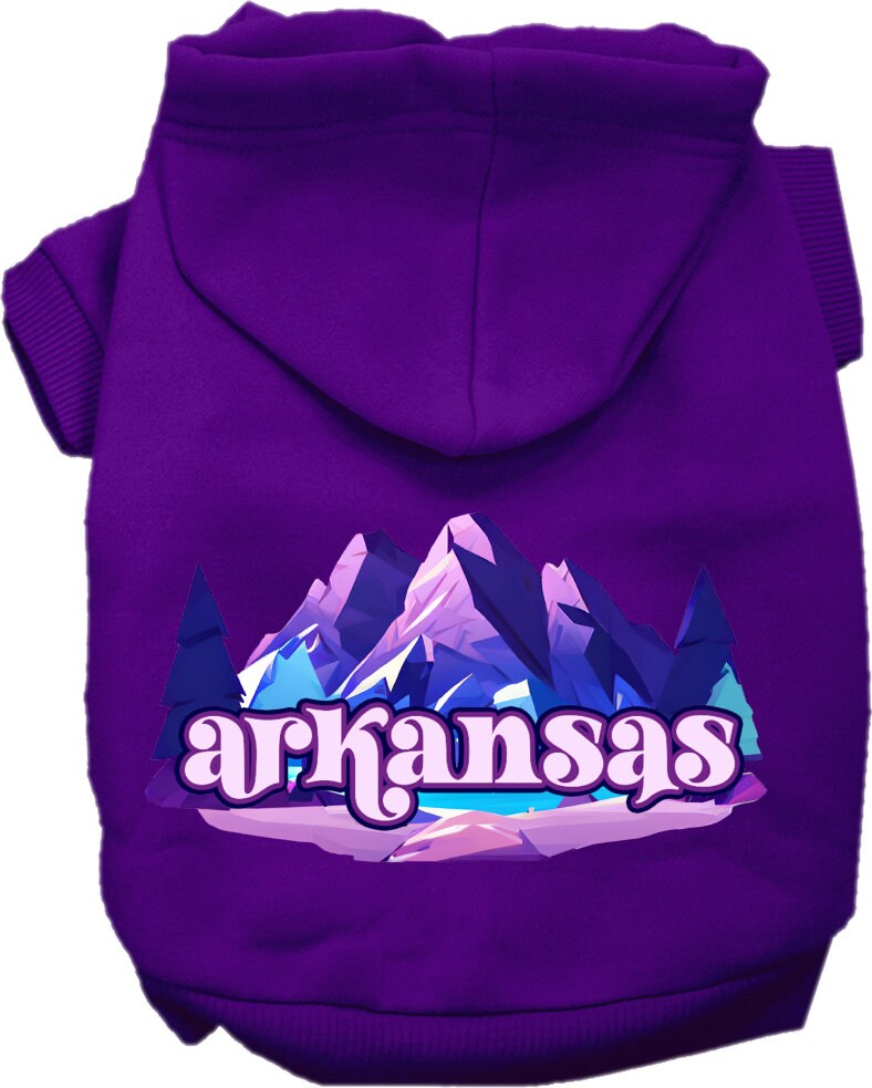 Pet Dog & Cat Screen Printed Hoodie for Small to Medium Pets (Sizes XS-XL), "Arkansas Alpine Pawscape"