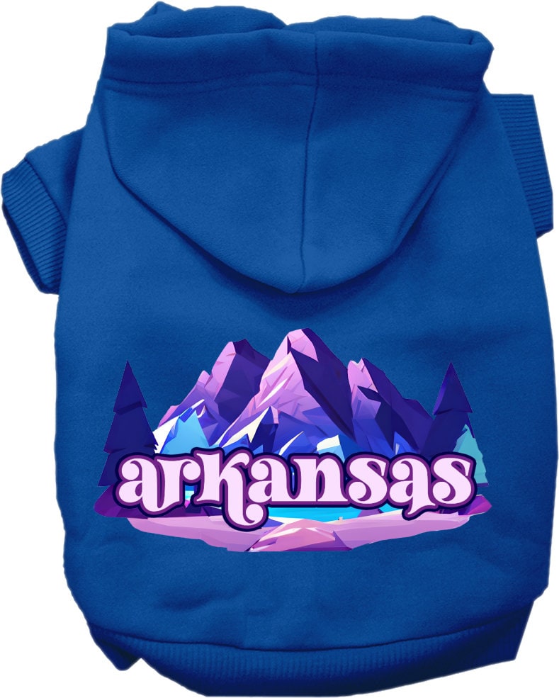 Pet Dog & Cat Screen Printed Hoodie for Small to Medium Pets (Sizes XS-XL), "Arkansas Alpine Pawscape"