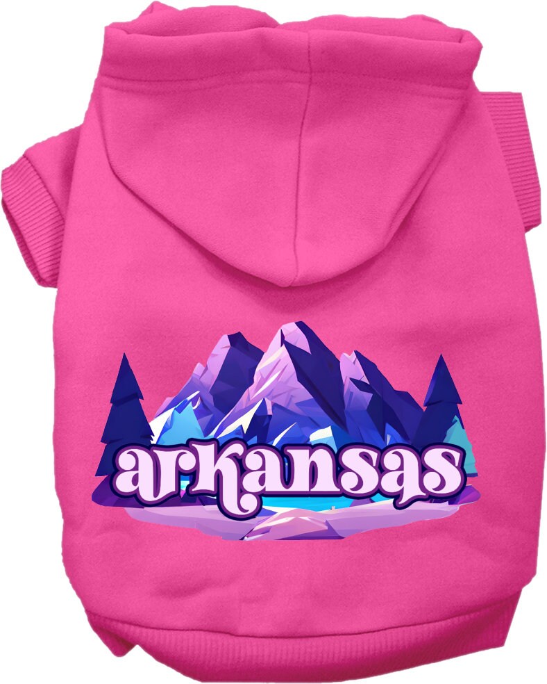 Pet Dog & Cat Screen Printed Hoodie for Medium to Large Pets (Sizes 2XL-6XL), "Arkansas Alpine Pawscape"