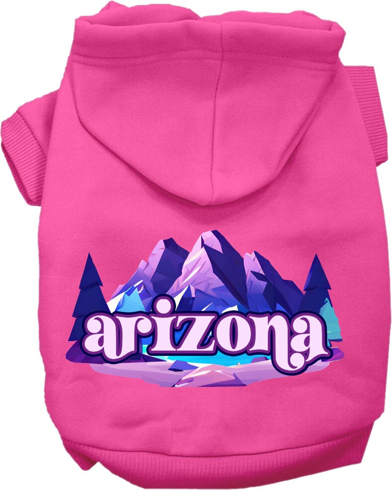 Pet Dog & Cat Screen Printed Hoodie for Small to Medium Pets (Sizes XS-XL), "Arizona Alpine Pawscape"