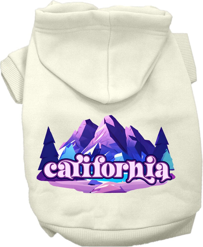 Pet Dog & Cat Screen Printed Hoodie for Small to Medium Pets (Sizes XS-XL), "California Alpine Pawscape"