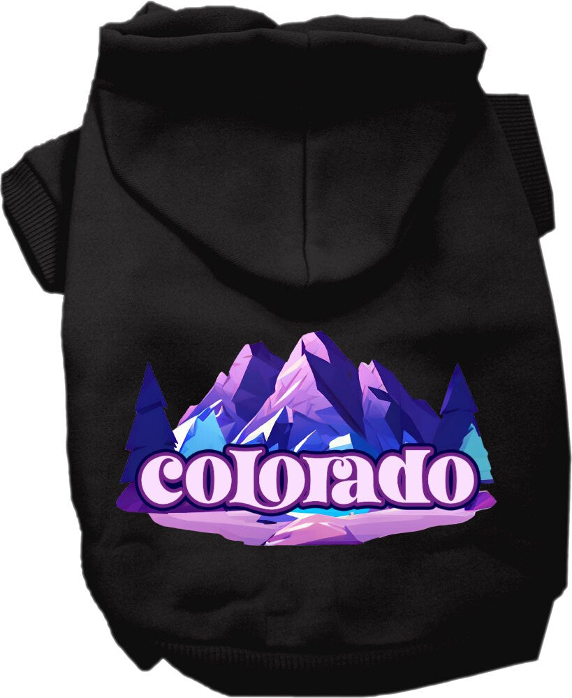 Pet Dog & Cat Screen Printed Hoodie for Small to Medium Pets (Sizes XS-XL), "Colorado Alpine Pawscape"