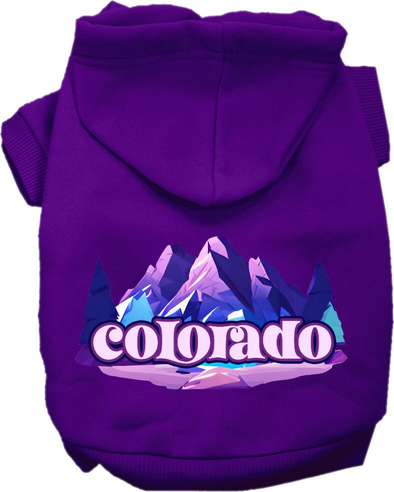 Pet Dog & Cat Screen Printed Hoodie for Small to Medium Pets (Sizes XS-XL), "Colorado Alpine Pawscape"