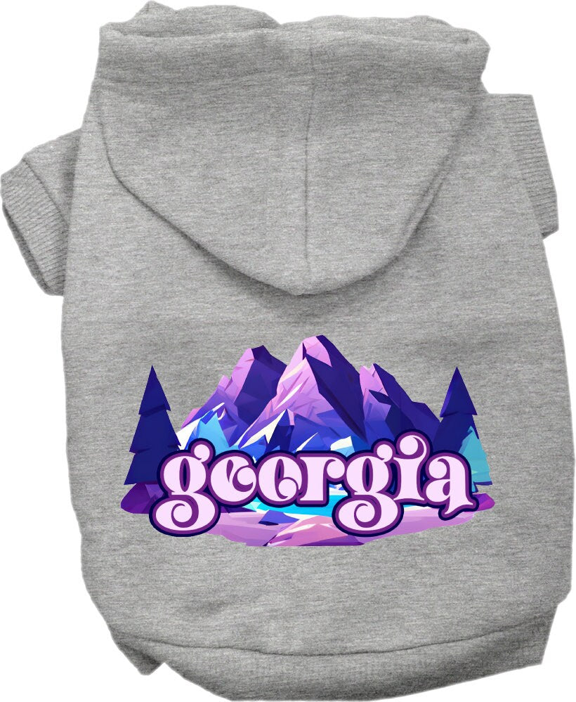 Pet Dog & Cat Screen Printed Hoodie for Small to Medium Pets (Sizes XS-XL), "Georgia Alpine Pawscape"