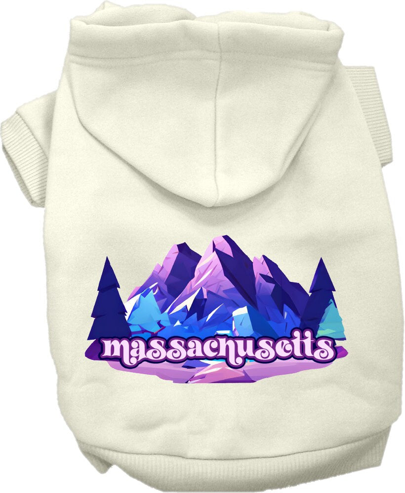 Pet Dog & Cat Screen Printed Hoodie for Medium to Large Pets (Sizes 2XL-6XL), "Massachusetts Alpine Pawscape"