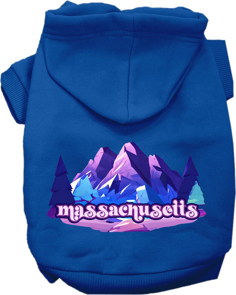 Pet Dog & Cat Screen Printed Hoodie for Medium to Large Pets (Sizes 2XL-6XL), "Massachusetts Alpine Pawscape"