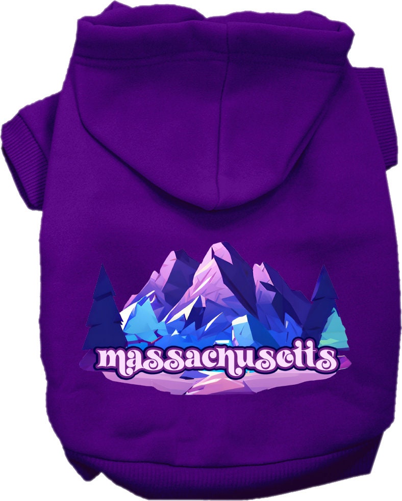 Pet Dog & Cat Screen Printed Hoodie for Medium to Large Pets (Sizes 2XL-6XL), "Massachusetts Alpine Pawscape"