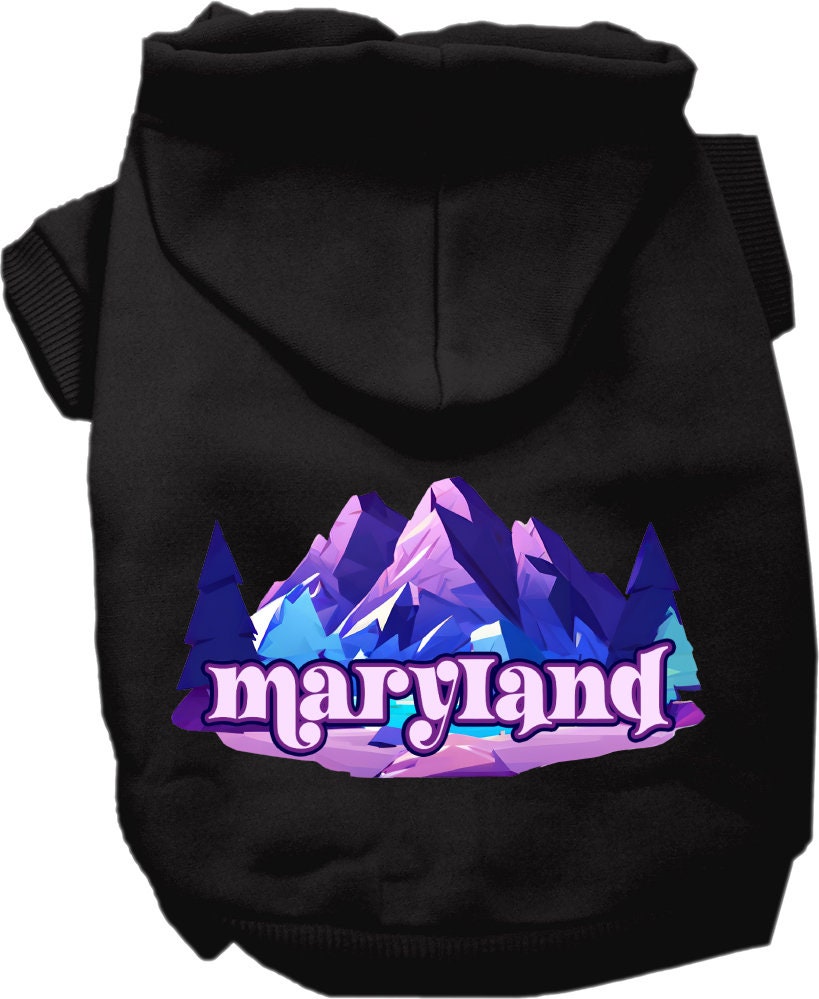 Pet Dog & Cat Screen Printed Hoodie for Medium to Large Pets (Sizes 2XL-6XL), "Maryland Alpine Pawscape"