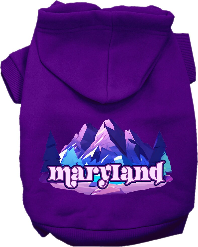 Pet Dog & Cat Screen Printed Hoodie for Small to Medium Pets (Sizes XS-XL), "Maryland Alpine Pawscape"