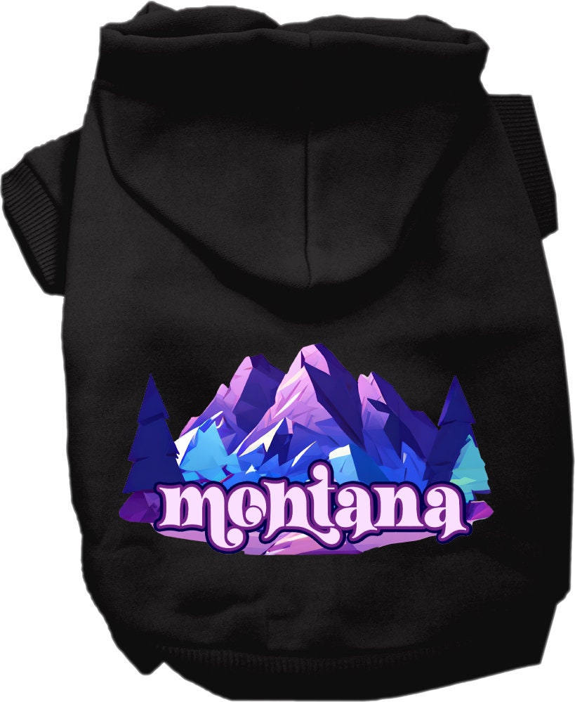 Pet Dog & Cat Screen Printed Hoodie for Medium to Large Pets (Sizes 2XL-6XL), "Montana Alpine Pawscape"