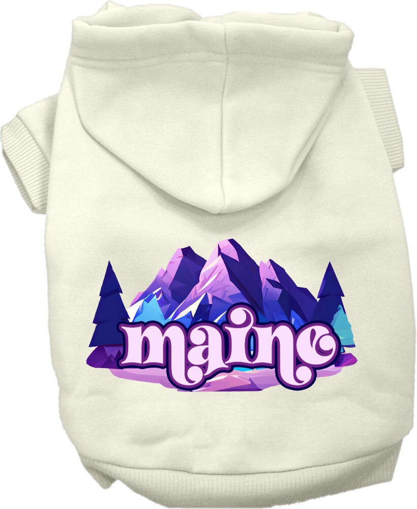 Pet Dog & Cat Screen Printed Hoodie for Small to Medium Pets (Sizes XS-XL), "Maine Alpine Pawscape"