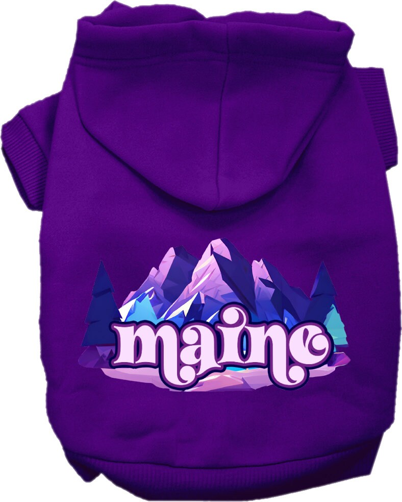 Pet Dog & Cat Screen Printed Hoodie for Medium to Large Pets (Sizes 2XL-6XL), "Maine Alpine Pawscape"