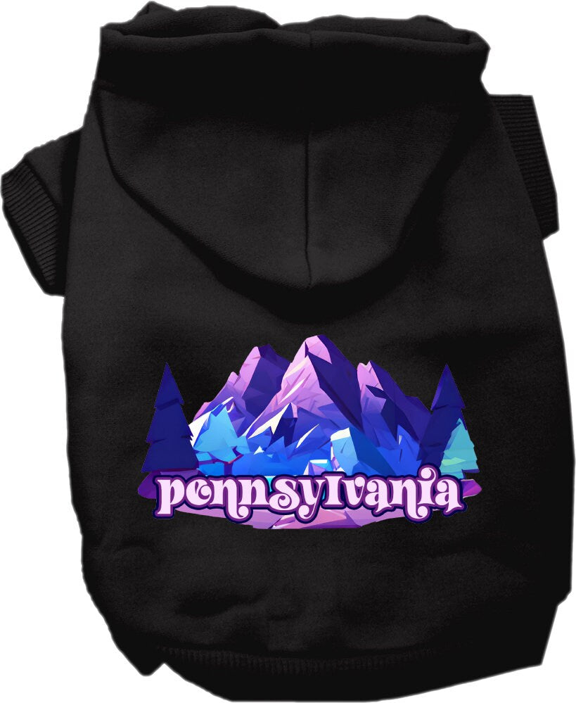 Pet Dog & Cat Screen Printed Hoodie for Medium to Large Pets (Sizes 2XL-6XL), "Pennsylvania Alpine Pawscape"