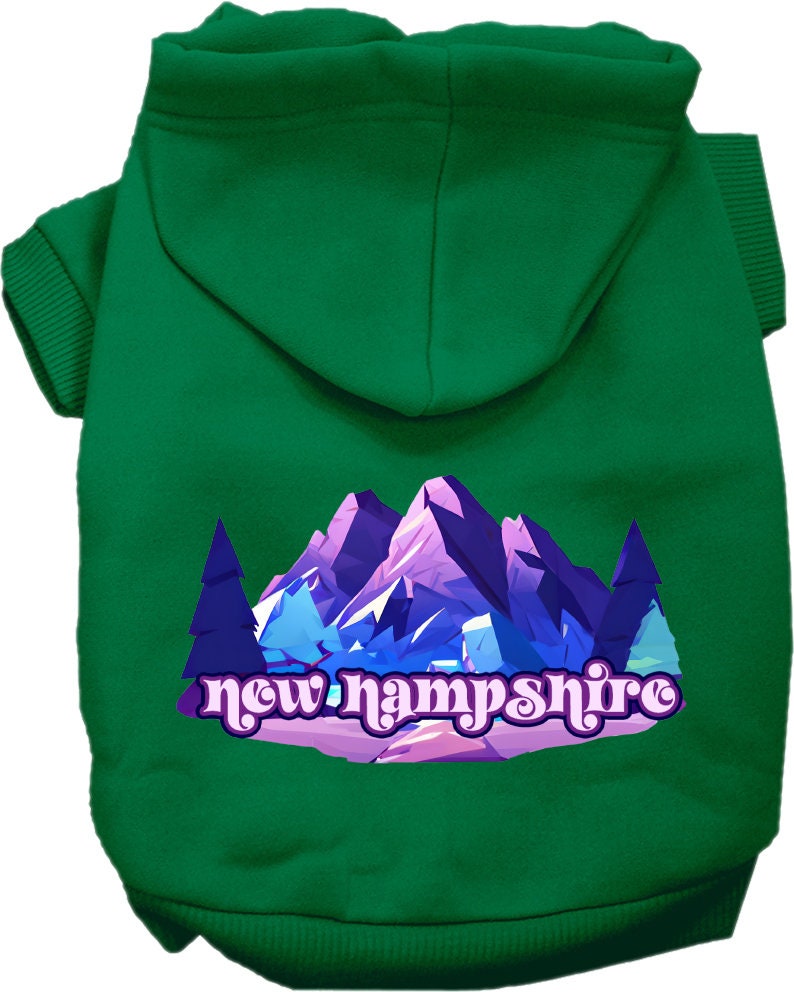 Pet Dog & Cat Screen Printed Hoodie for Medium to Large Pets (Sizes 2XL-6XL), "New Hampshire Alpine Pawscape"