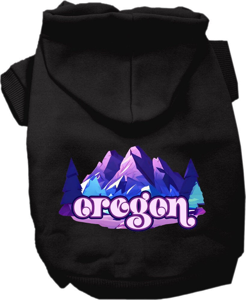 Pet Dog & Cat Screen Printed Hoodie for Medium to Large Pets (Sizes 2XL-6XL), "Oregon Alpine Pawscape"