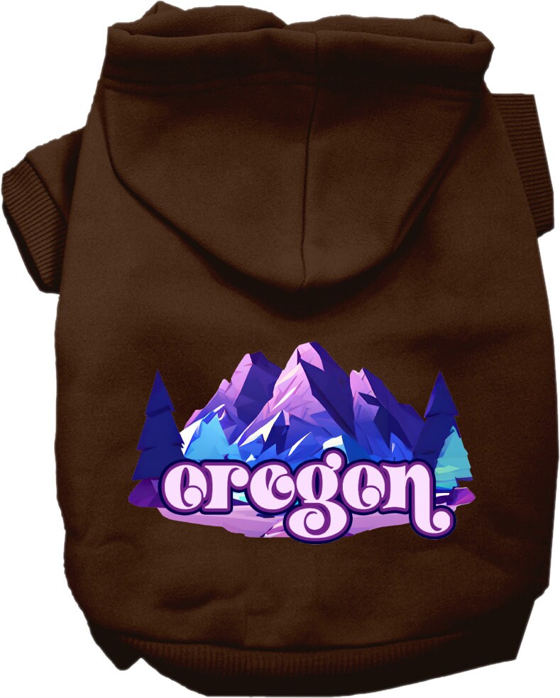 Pet Dog & Cat Screen Printed Hoodie for Medium to Large Pets (Sizes 2XL-6XL), "Oregon Alpine Pawscape"