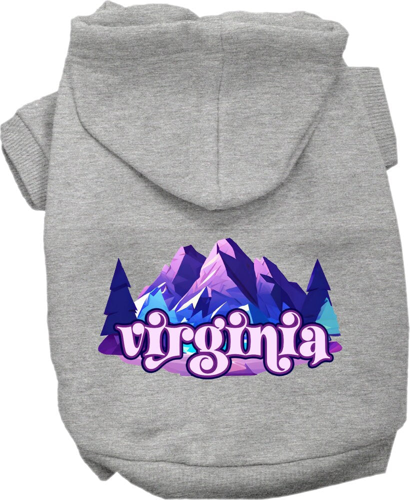 Pet Dog & Cat Screen Printed Hoodie for Medium to Large Pets (Sizes 2XL-6XL), "Virginia Alpine Pawscape"