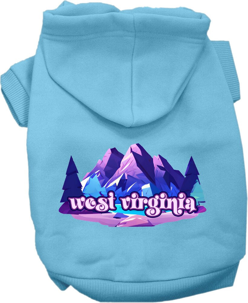 Pet Dog & Cat Screen Printed Hoodie for Medium to Large Pets (Sizes 2XL-6XL), "West Virginia Alpine Pawscape"