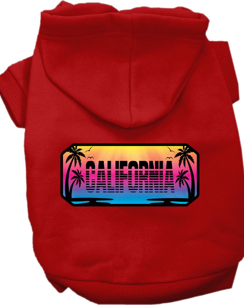 Pet Dog & Cat Screen Printed Hoodie for Medium to Large Pets (Sizes 2XL-6XL), "California Beach Shades"