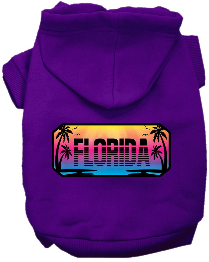 Pet Dog & Cat Screen Printed Hoodie for Medium to Large Pets (Sizes 2XL-6XL), "Florida Beach Shades"