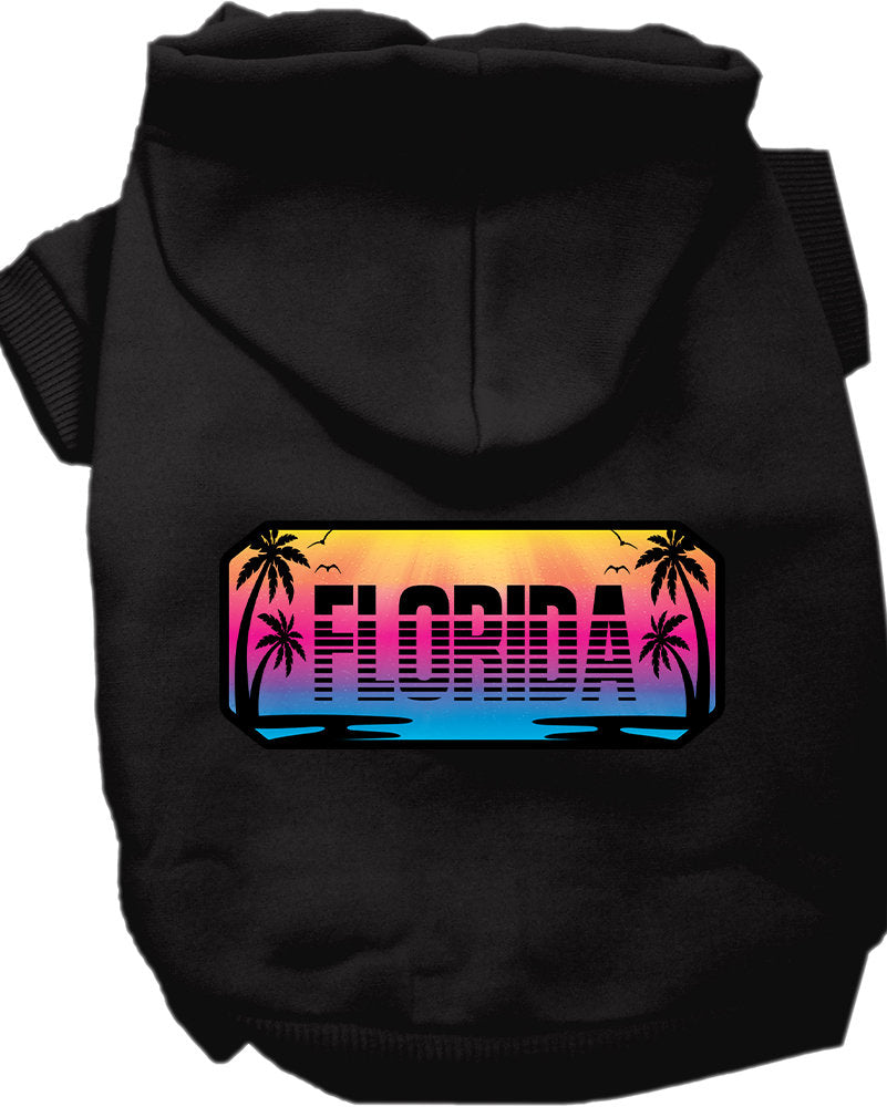 Pet Dog & Cat Screen Printed Hoodie for Medium to Large Pets (Sizes 2XL-6XL), "Florida Beach Shades"