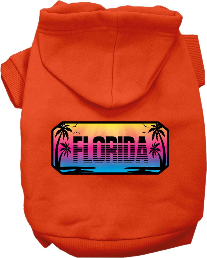 Pet Dog & Cat Screen Printed Hoodie for Medium to Large Pets (Sizes 2XL-6XL), "Florida Beach Shades"