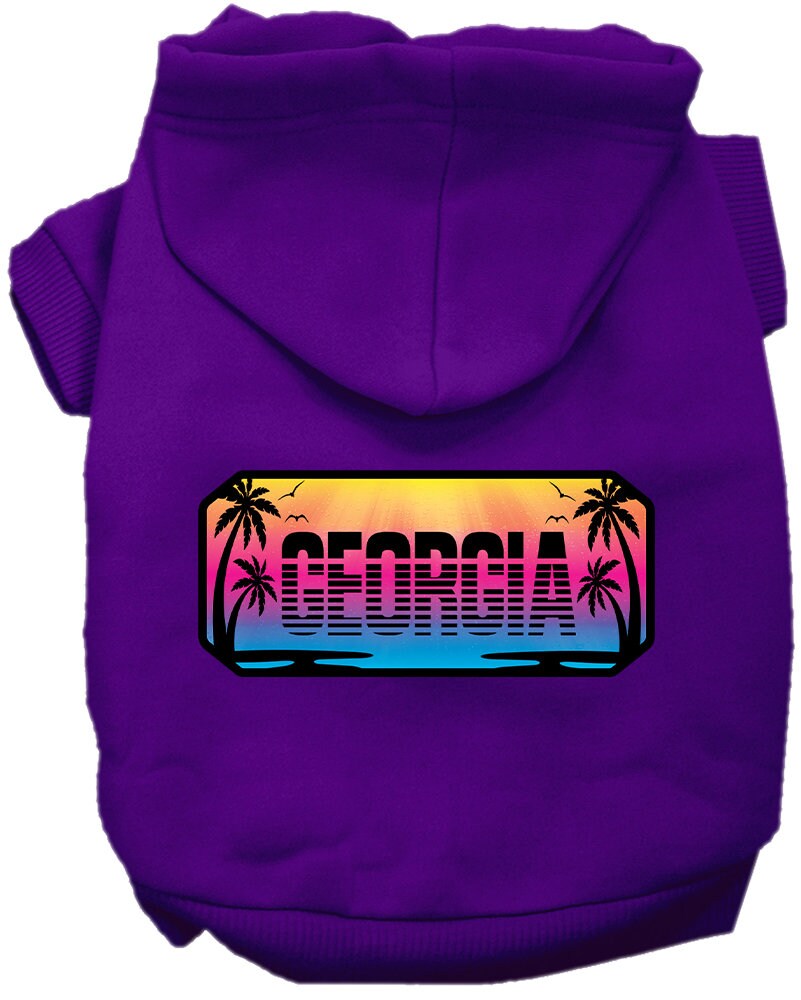 Pet Dog & Cat Screen Printed Hoodie for Small to Medium Pets (Sizes XS-XL), "Georgia Beach Shades"