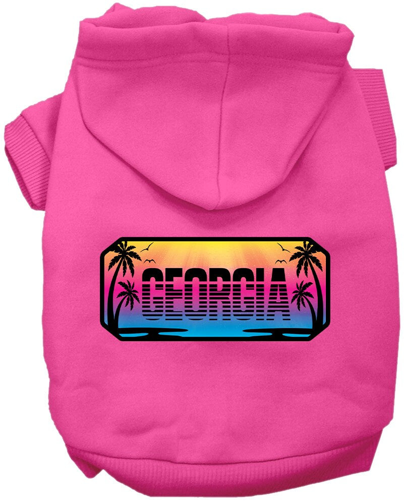 Pet Dog & Cat Screen Printed Hoodie for Small to Medium Pets (Sizes XS-XL), "Georgia Beach Shades"