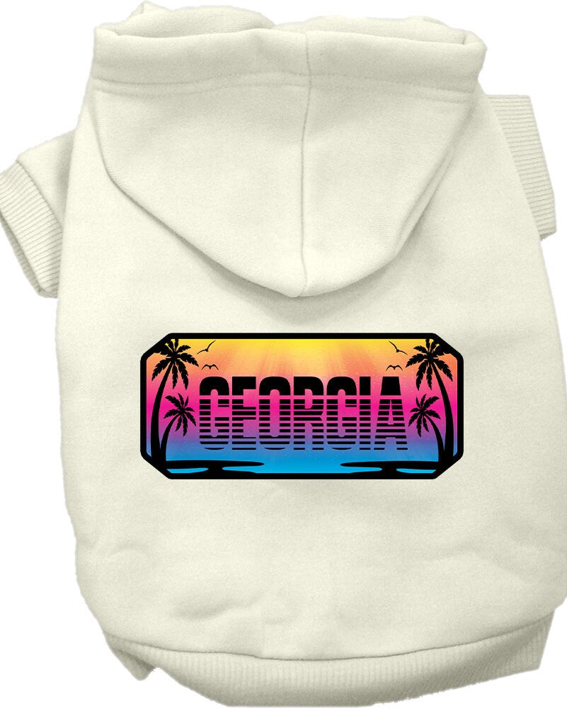 Pet Dog & Cat Screen Printed Hoodie for Small to Medium Pets (Sizes XS-XL), "Georgia Beach Shades"