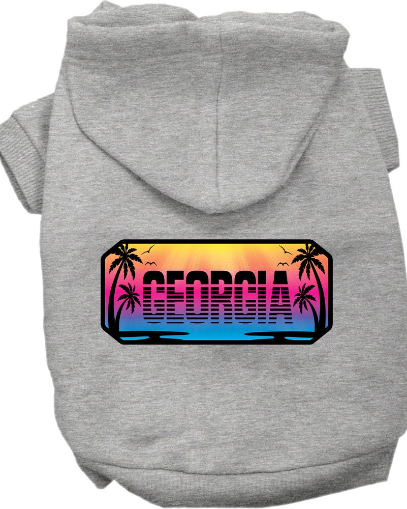 Pet Dog & Cat Screen Printed Hoodie for Small to Medium Pets (Sizes XS-XL), "Georgia Beach Shades"