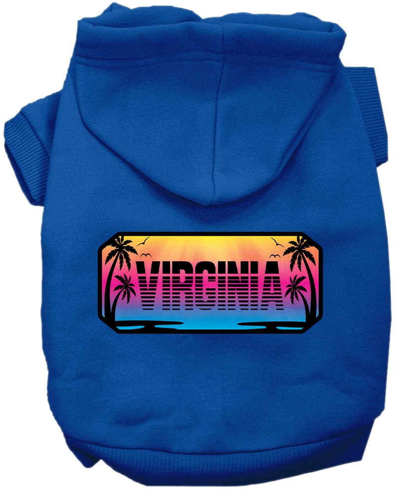 Pet Dog & Cat Screen Printed Hoodie for Medium to Large Pets (Sizes 2XL-6XL), "Virginia Beach Shades"