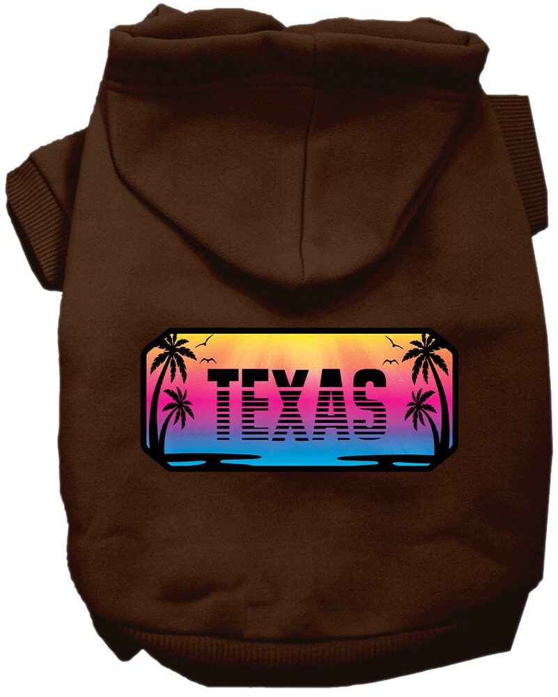 Pet Dog & Cat Screen Printed Hoodie for Medium to Large Pets (Sizes 2XL-6XL), "Texas Beach Shades"