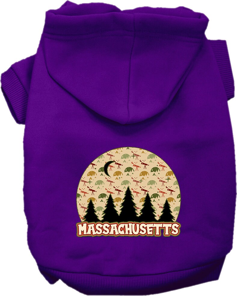 Pet Dog & Cat Screen Printed Hoodie for Medium to Large Pets (Sizes 2XL-6XL), "Massachusetts Under The Stars"