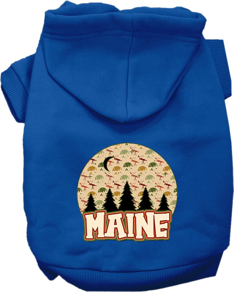 Pet Dog & Cat Screen Printed Hoodie for Small to Medium Pets (Sizes XS-XL), "Maine Under The Stars"