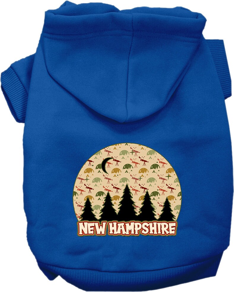 Pet Dog & Cat Screen Printed Hoodie for Medium to Large Pets (Sizes 2XL-6XL), "New Hampshire Under The Stars"