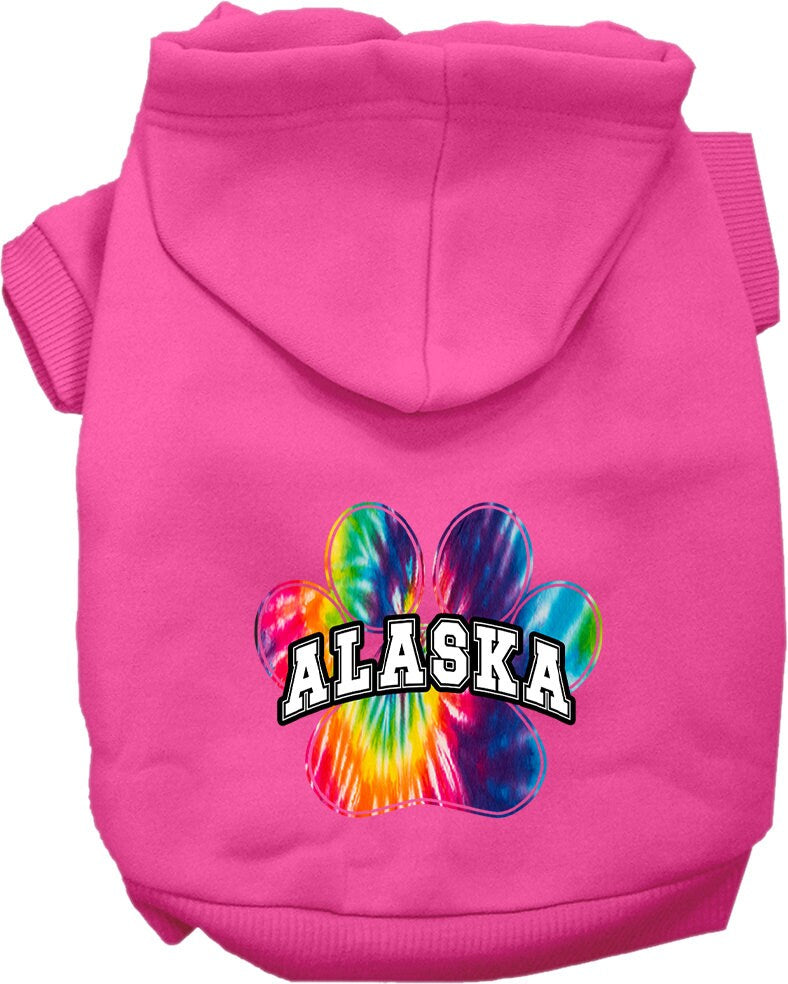 Pet Dog & Cat Screen Printed Hoodie for Small to Medium Pets (Sizes XS-XL), "Alaska Bright Tie Dye"