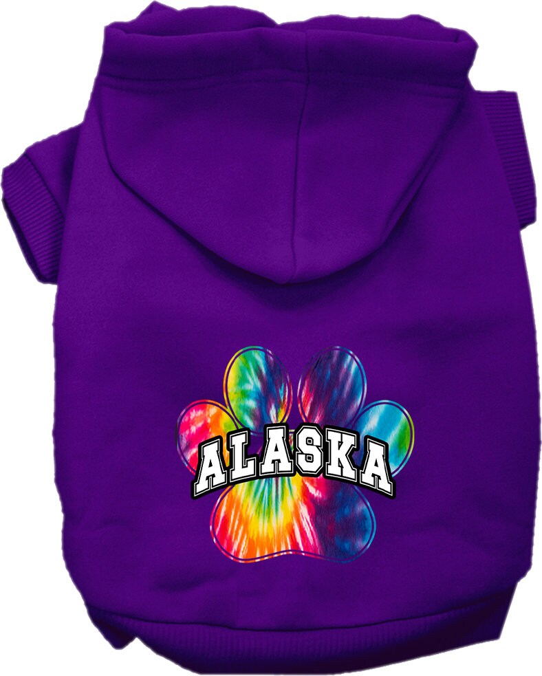 Pet Dog & Cat Screen Printed Hoodie for Small to Medium Pets (Sizes XS-XL), "Alaska Bright Tie Dye"