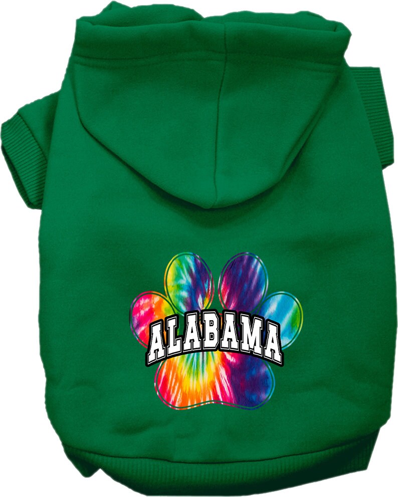 Pet Dog & Cat Screen Printed Hoodie for Medium to Large Pets (Sizes 2XL-6XL), "Alabama Bright Tie Dye"