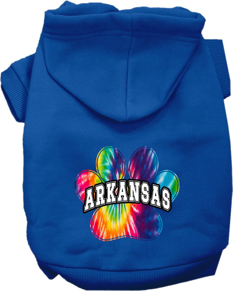 Pet Dog & Cat Screen Printed Hoodie for Medium to Large Pets (Sizes 2XL-6XL), "Arkansas Bright Tie Dye"