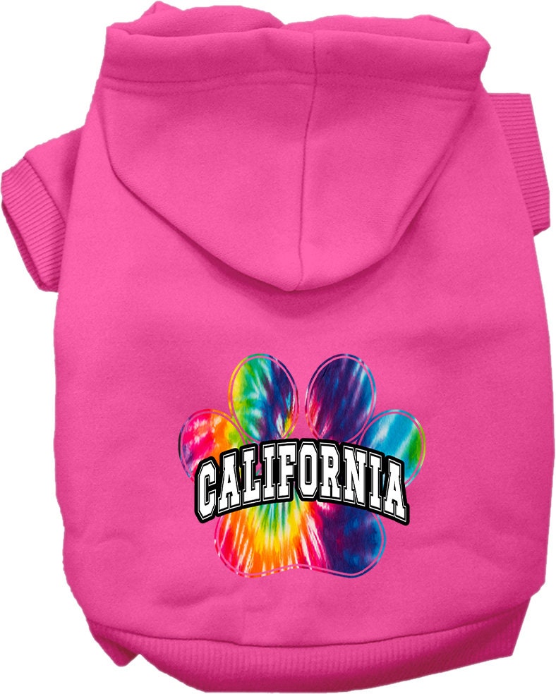 Pet Dog & Cat Screen Printed Hoodie for Small to Medium Pets (Sizes XS-XL), "California Bright Tie Dye"