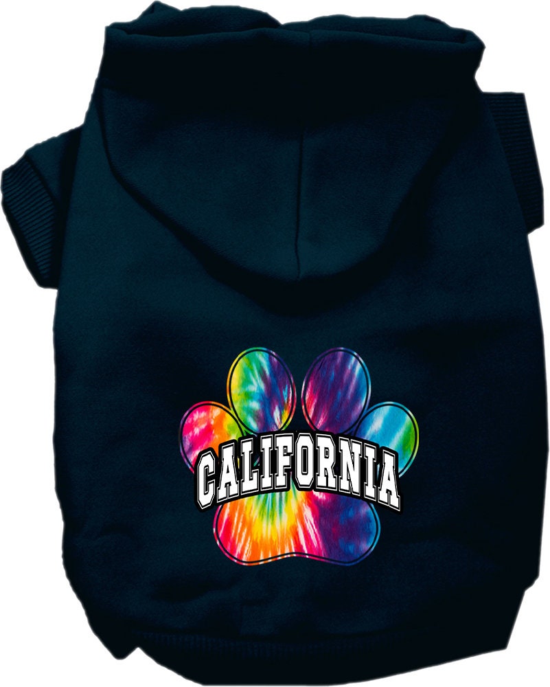 Pet Dog & Cat Screen Printed Hoodie for Medium to Large Pets (Sizes 2XL-6XL), "California Bright Tie Dye"