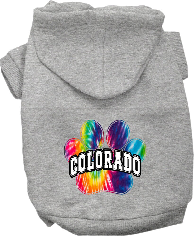 Pet Dog & Cat Screen Printed Hoodie for Medium to Large Pets (Sizes 2XL-6XL), "Colorado Bright Tie Dye"