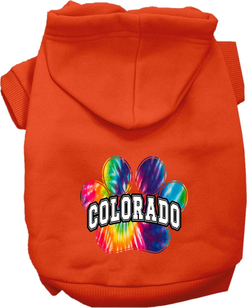 Pet Dog & Cat Screen Printed Hoodie for Medium to Large Pets (Sizes 2XL-6XL), "Colorado Bright Tie Dye"