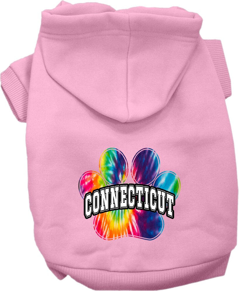 Pet Dog & Cat Screen Printed Hoodie for Medium to Large Pets (Sizes 2XL-6XL), "Connecticut Bright Tie Dye"