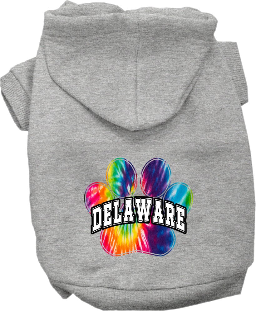 Pet Dog & Cat Screen Printed Hoodie for Small to Medium Pets (Sizes XS-XL), "Delaware Bright Tie Dye"