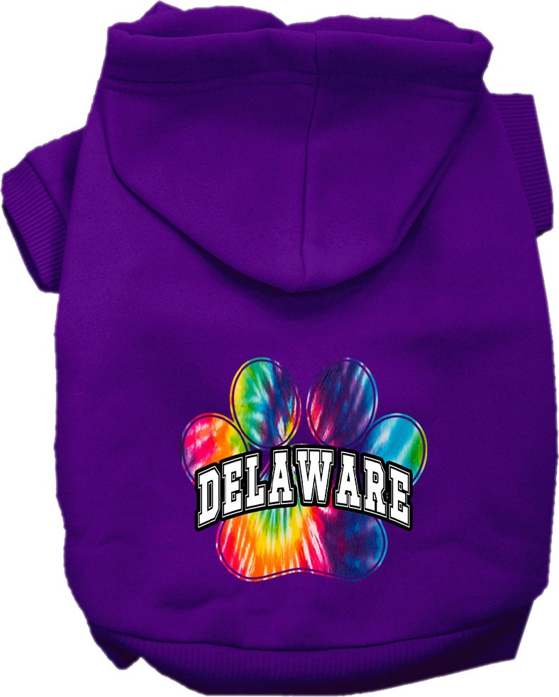 Pet Dog & Cat Screen Printed Hoodie for Medium to Large Pets (Sizes 2XL-6XL), "Delaware Bright Tie Dye"