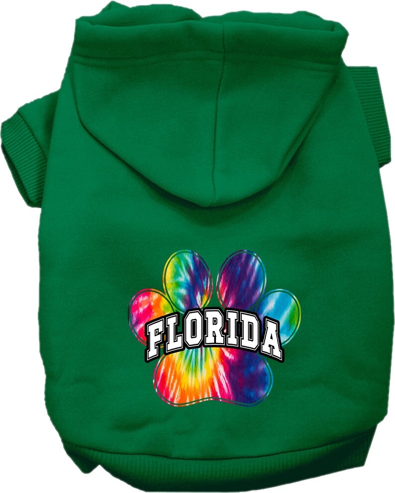 Pet Dog & Cat Screen Printed Hoodie for Small to Medium Pets (Sizes XS-XL), "Florida Bright Tie Dye"